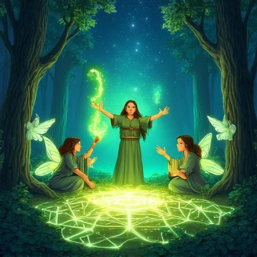 Elara, sa mentore et ses alliés s'unissent pour le rituel.