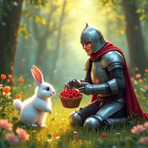 Sir Reginald aide un lapin à partager des baies équitablement grâce aux maths simples.
