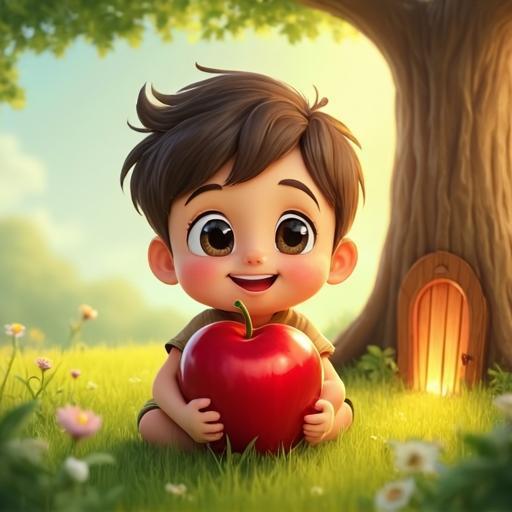 يجد ليو تفاحة حمراء كبيرة وبابًا صغيرًا وغامضًا في شجرة.