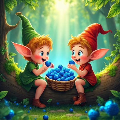 Pip et Griz partagent les délicieuses baies et leur amitié.