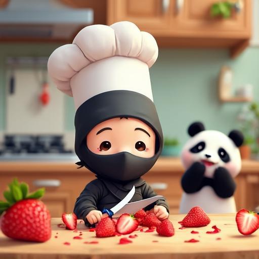 Kiko essaie d'être boulanger et utilise ses compétences de ninja pour couper des fruits, mais cela crée un grand désordre amusant.