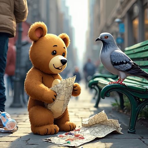 Bartholomew trouve le premier morceau de carte au milieu des détritus de la ville et forme une alliance avec un pigeon sage.