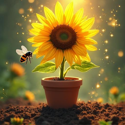En travaillant ensemble, Pousse et Buzzy font éclore une nouvelle fleur, et Buzzy est de nouveau heureux.